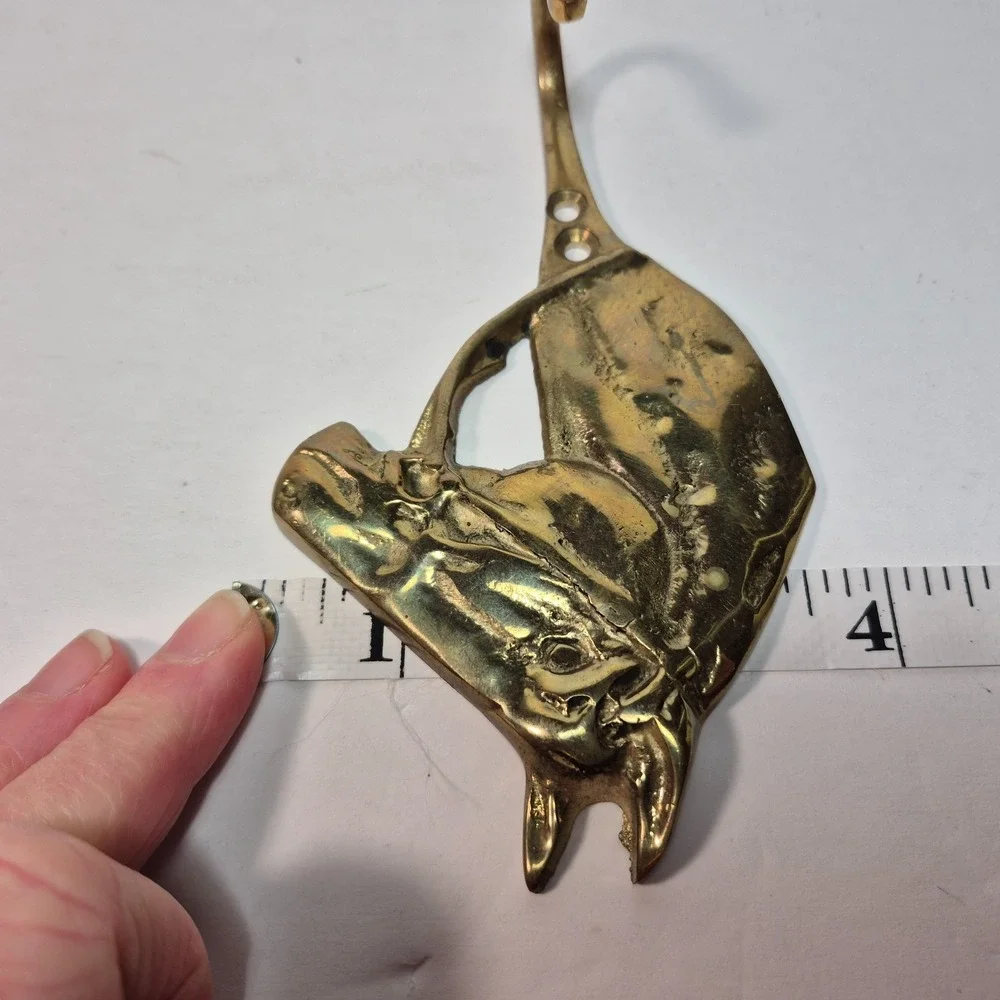 Vintage Brass Horse Head Wall Farmhouse Barn Equestrian Decor Coat Hanger Hook